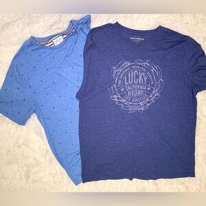 Lucky Brand Men's Blue Short Sleeve Tee & anchor T shirt